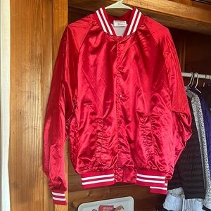 Red Satin Bomber Jacket- Ashley Horner Jacket
